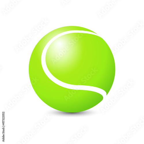 Tennis ball. Big tennis ball isolated on white. Tennis ball on white background with shadow. Vector illustration