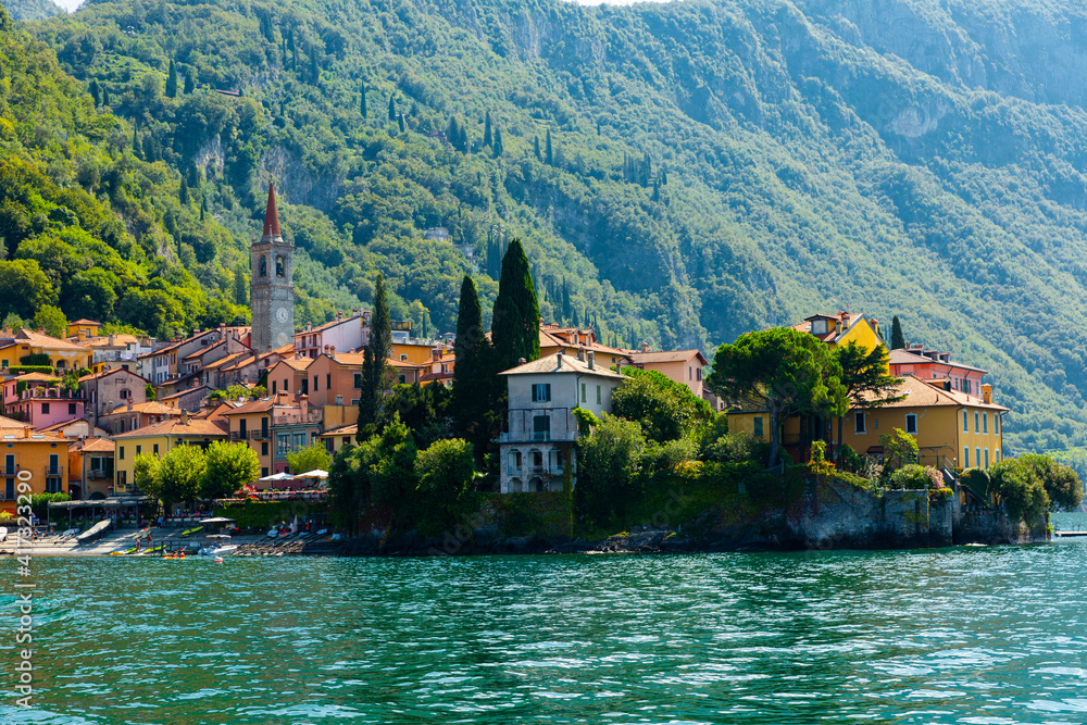Varenna town in Como lake district, traditional lake village in Italy