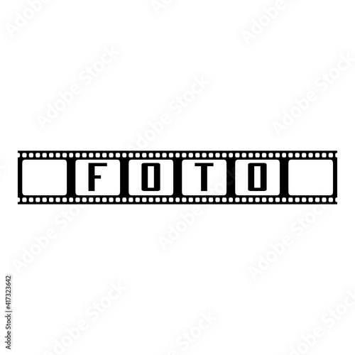 Logotipo con texto foto en español en tira de película en color negro