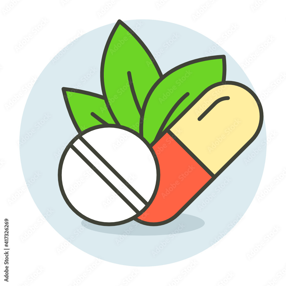 Organic Weight Loss Pills and tablets Concept, prescription medications Vector color line Icon Design, Gym Fitness symbol on white background, Workout exercise equipment stock illustration Organic Weight Loss Pills and tablets Concept, prescription medications Vector color line Icon Design, Gym Fitness symbol on white background, Workout exercise equipment stock illustration