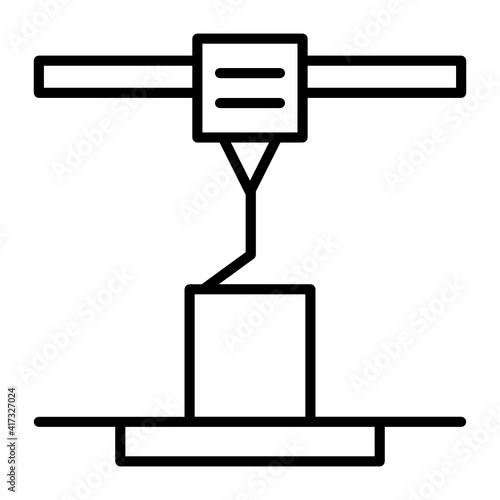 Fused Filament Fabrication concept vector line icon design, additive manufacturing Symbol on white background