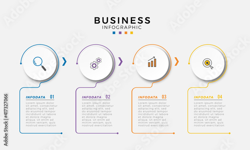 Business infographic icon 4 design premium VectorBusiness Infographic template. Thin line design with numbers 4 options or steps.