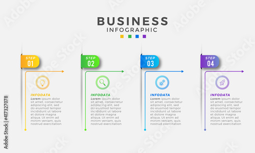 Business infographic icon 4 design premium VectorBusiness Infographic template. Thin line design with numbers 4 options or steps. photo