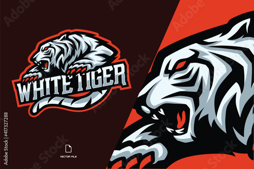 white tiger mascot esport logo illustration for game team