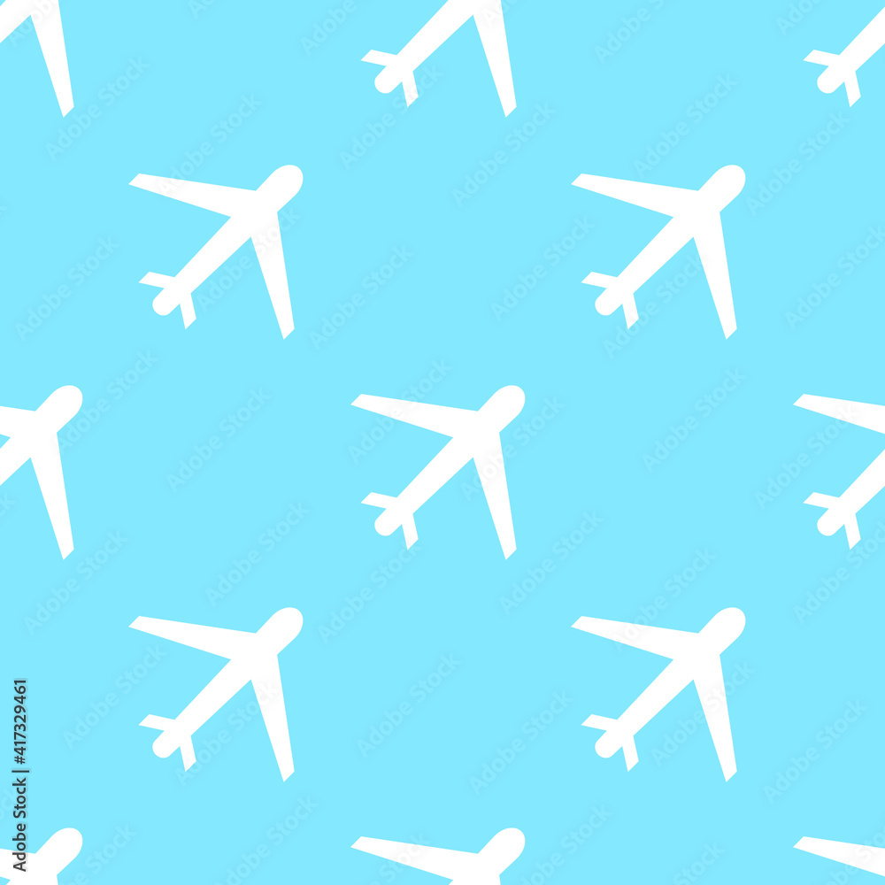 Civil aviation poster design. Female character and airplane on abstract background. Vector illustration.