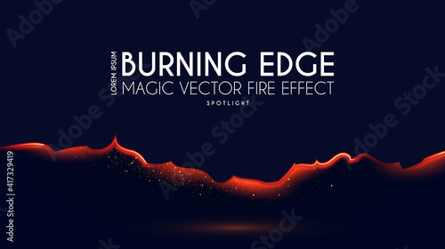 Burining ragged edge shining design. Fire and light effect photo