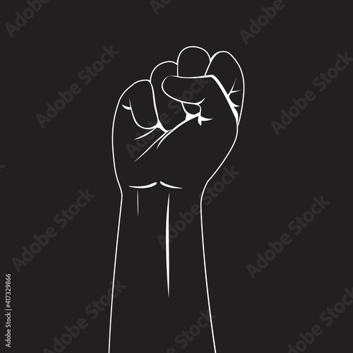 Hand line fist symbol for black lives matter protest in USA to stop violence against black people