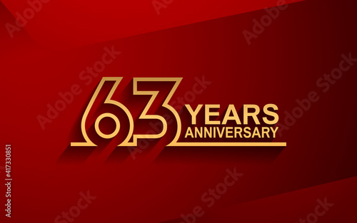 Wallpaper Mural 63 years anniversary line style design golden color with elegance red background for celebration Torontodigital.ca