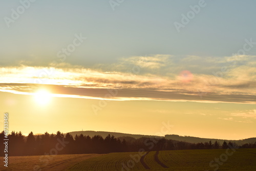 beautyful sunset in Saxony, Germany