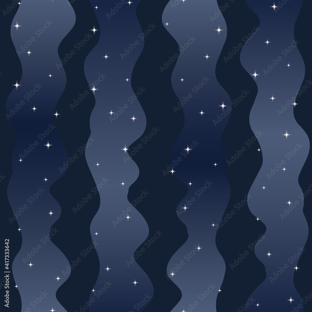 Vector Abstract Sparkling Sky Stripes in Navy Blue seamless pattern background. Perfect for fabric, wallpaper and scrapbooking projects.
