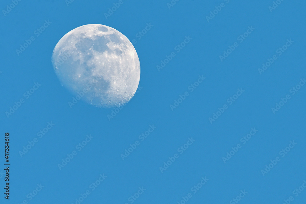 Large White Moon On A Clear Blue Sky Large White Moon On A Clear Blue Sky