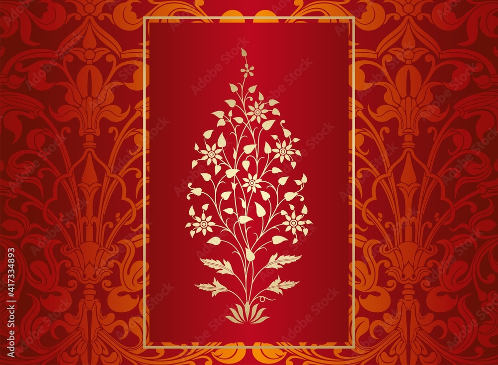 wedding card design, paisley floral pattern , India wedding card design, paisley floral pattern , India