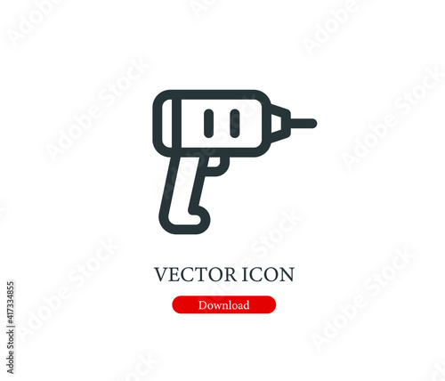 Drill vector icon. Editable stroke. Symbol in Line Art Style for Design, Presentation, Website or Apps Elements, Logo. Pixel vector graphics - Vector