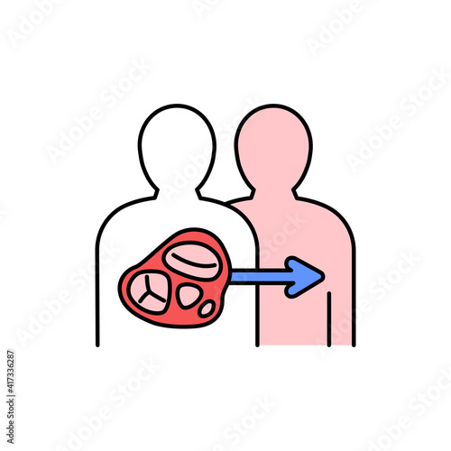 Valve transplant color line icon. Eating show. Autonomous sensory meridian response, sound waves as a symbol of enjoying sounds. Editable stroke.