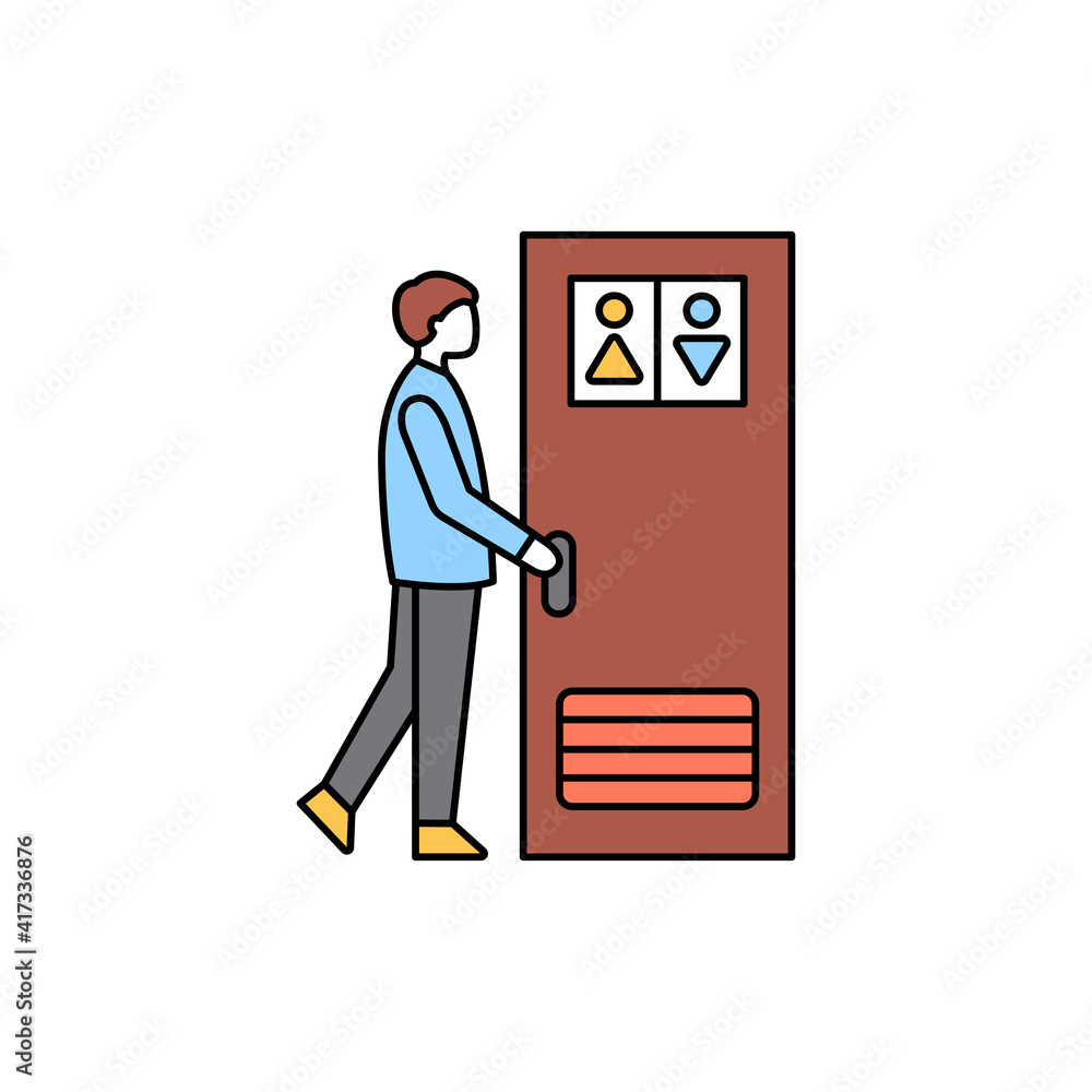 Going to toilet color line icon. Pictogram for web page, mobile app