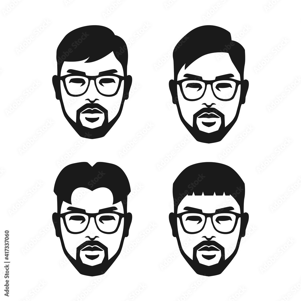 Vector of beard guy with sunglasses and trendy hairstyle variations. Vector of beard guy with sunglasses and trendy hairstyle variations.