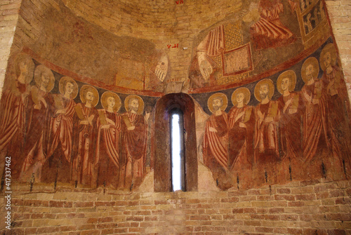 Moscufo - Abruzzo -  Abbey of Santa Maria del Lago - 13th century fresco depicting the twelve Apostles