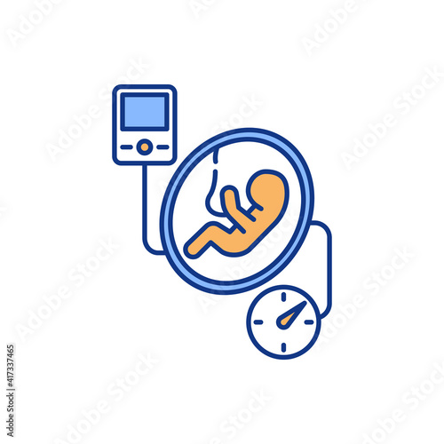 Ectogenesis RGB color icon. Organism growth in artificial environment. Reproducing womb conditions. Growing embryo, fetus outside mother body. Artificial womb. Isolated vector illustration