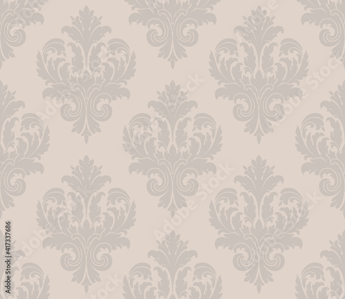 Damask seamless pattern element. Vector classical luxury old fashioned damask ornament, royal victorian seamless texture for wallpapers, textile, wrapping. Vintage exquisite floral baroque template.