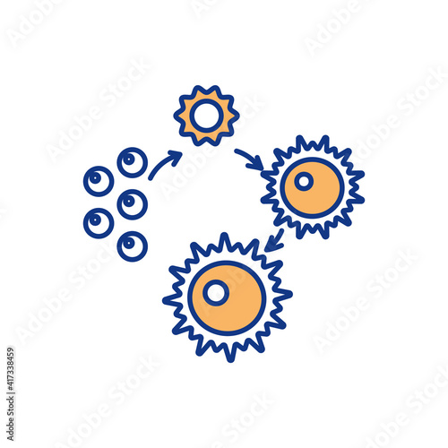 Mature ovum development RGB color icon. Oogenesis. Female gametes formation. Maturation. Woman reproductive system. Ovarian follicular dynamics. Embryonic developing. Isolated vector illustration