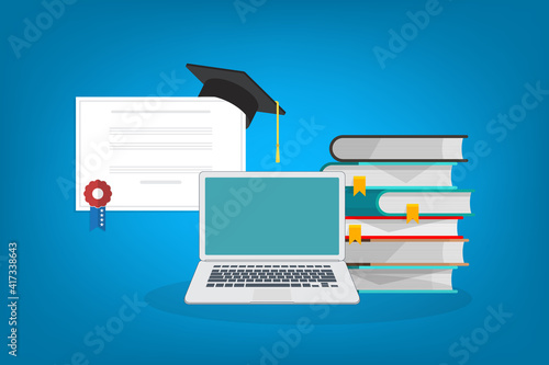 Online learning. Concept of webinar, business online training, education on computer or e-learning concept, video tutorial illustration.	