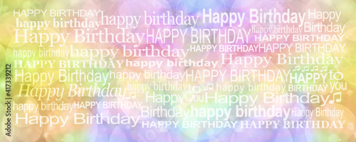 Canvas Print Happy Birthday Message Background Banner - rainbow coloured bokeh background wit