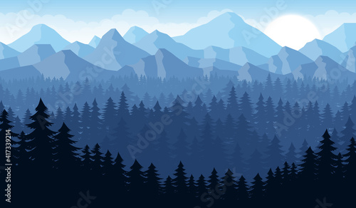 Mountain beautiful landscape background vector design illustration 