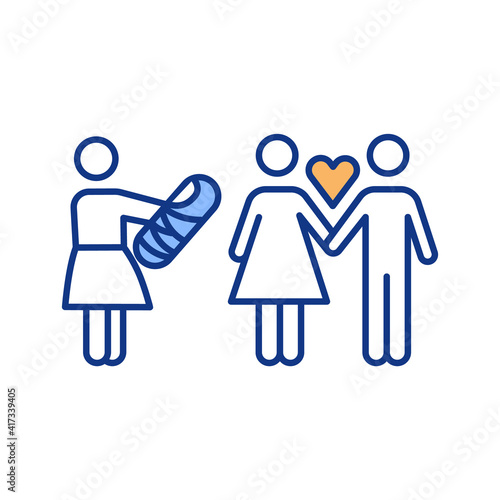 Surrogate mother RGB color icon. Surrogacy process. Bearing child for another person. Reproductive technology. Artificial insemination. Carrying baby until birth. Isolated vector illustration