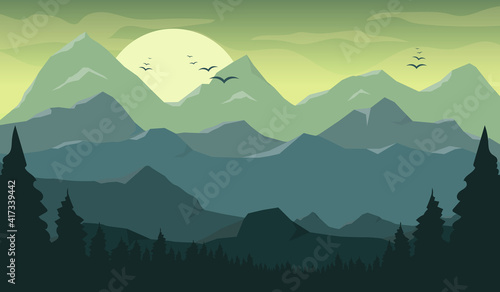 Fototapeta Naklejka Na Ścianę i Meble -  Mountain beautiful landscape background vector design illustration
