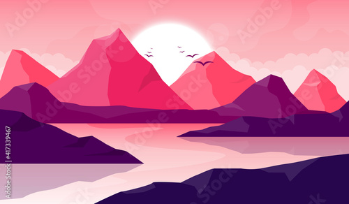 Wallpaper Mural Mountain beautiful landscape background vector design illustration
 Torontodigital.ca