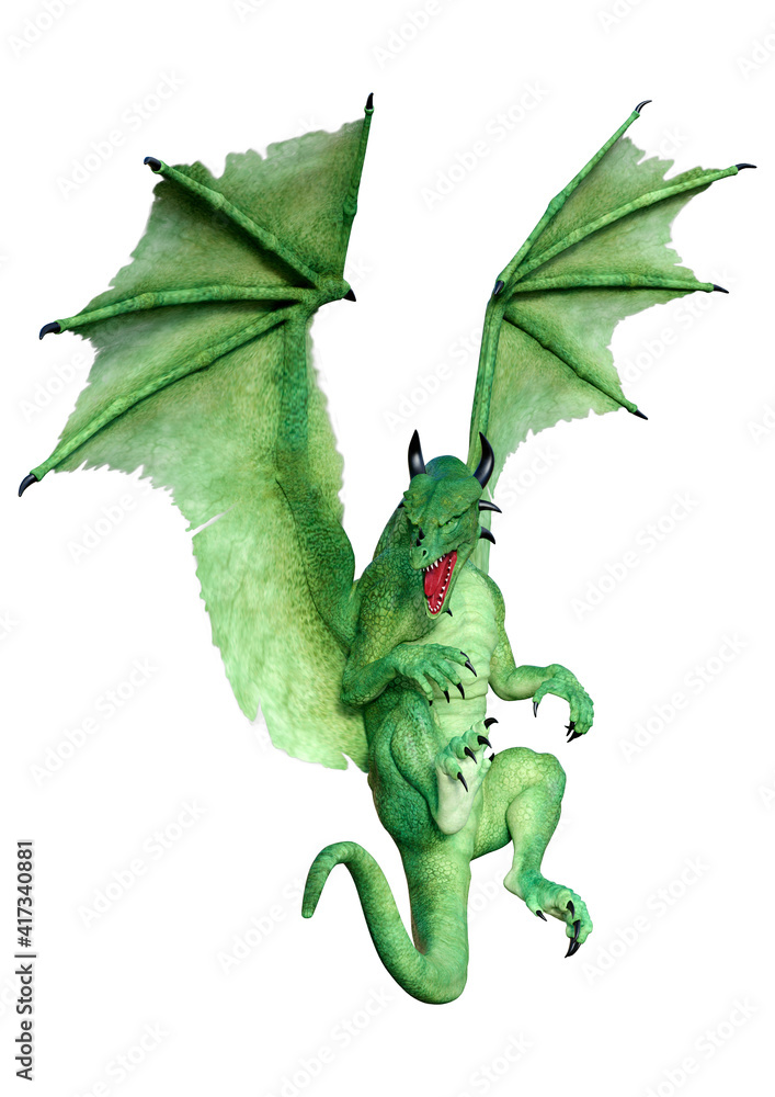 Fototapeta premium 3D Rendering Fairy Tale Dragon on White