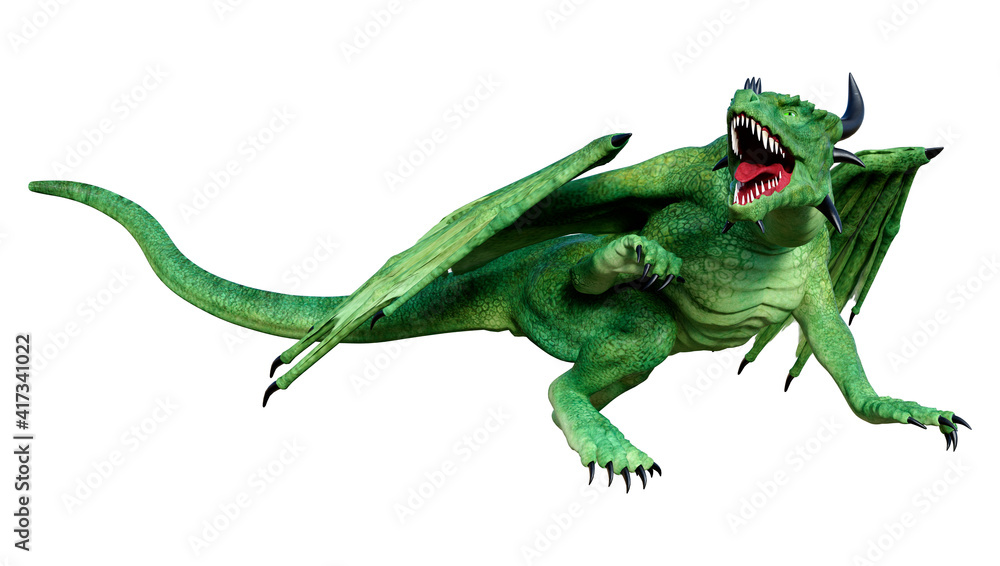 3D Rendering Fairy Tale Dragon on White 3D Rendering Fairy Tale Dragon on White