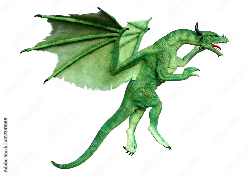 Fototapeta premium 3D Rendering Fairy Tale Dragon on White