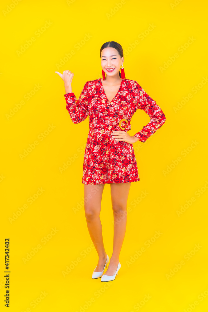 Portrait beautiful young asian woman smile in action Portrait beautiful young asian woman smile in action