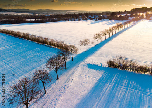 Fototapeta Naklejka Na Ścianę i Meble -  Luftaufnahme einer Winterlandschaft