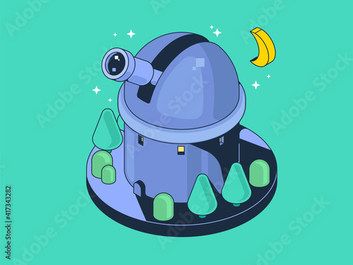 Observatory constellation concept illustration. astronomy discovery equipment. cartoon flat illustration vector.