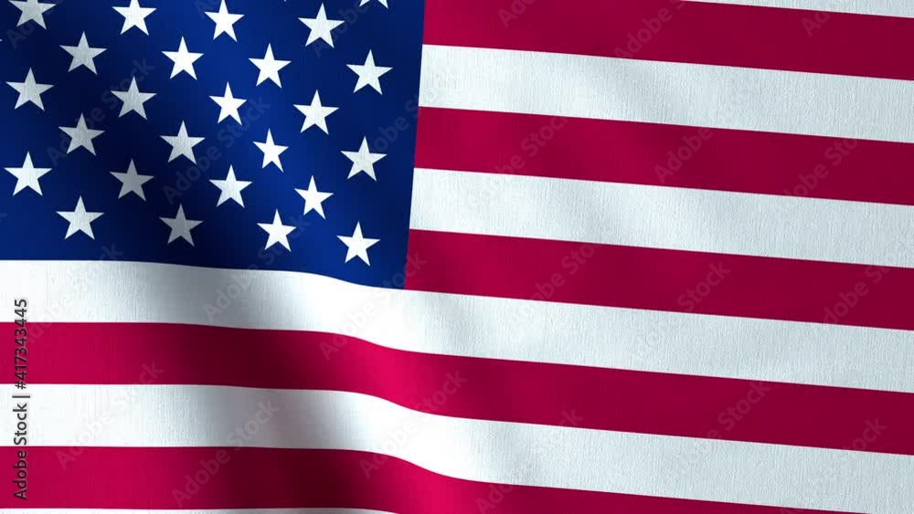 Waving American flag. USA waved flag close up fabric texture. US background. Sign of USA. 3d render 4k looped animation. Waving American flag. USA waved flag close up fabric texture. US background. Sign of USA. 3d render 4k looped animation.