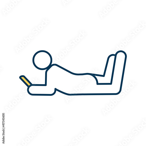 Using phones for entertainment RGB color icon. Smartphone addiction. Mobile phone excessive use. Impact on productivity and mental health. Problematic cellphone overuse. Isolated vector illustration
