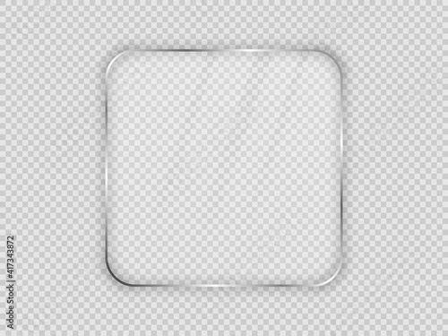 Glass plate in rounded square frame