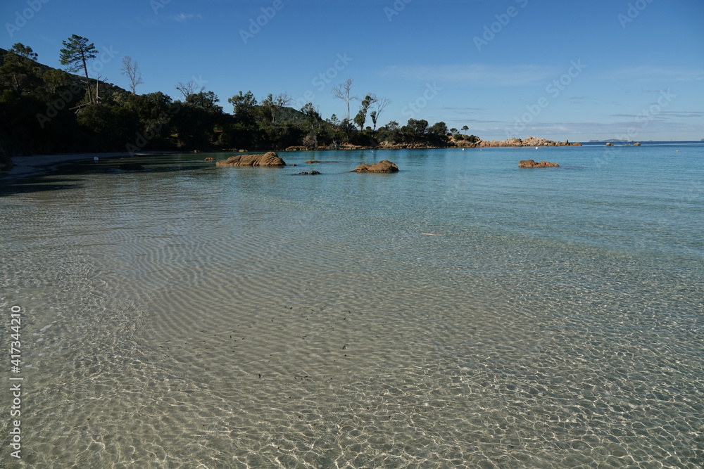 La plage de Mare E Sole, rive sud du Golfe d'Ajaccio en Corse La plage de Mare E Sole, rive sud du Golfe d'Ajaccio en Corse