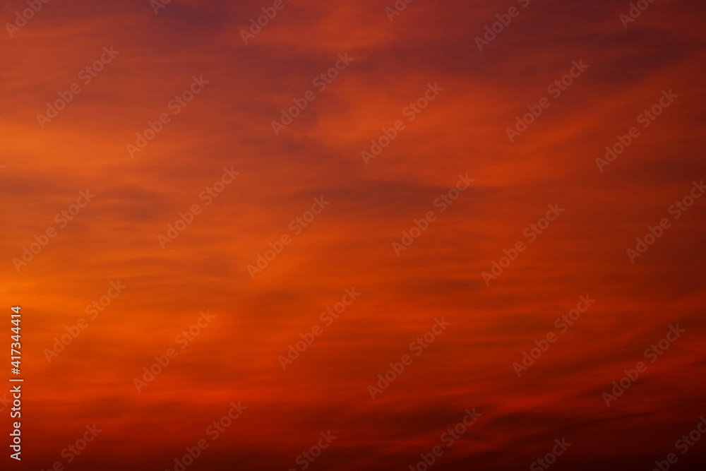 beautiful colorful orange cloud in sky at sunset
