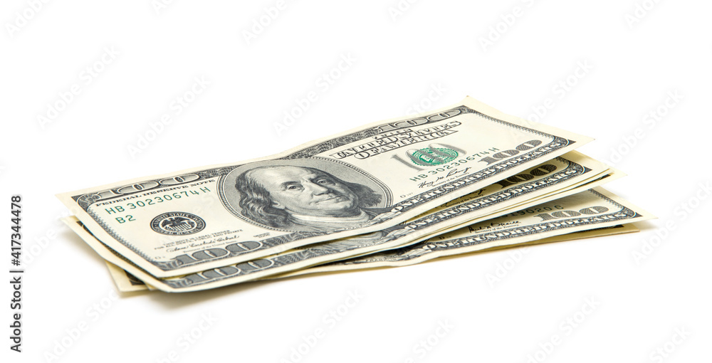 American dollars on white background American dollars on white background