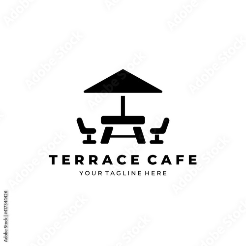Terrace cafe vintage logo vector illustration design