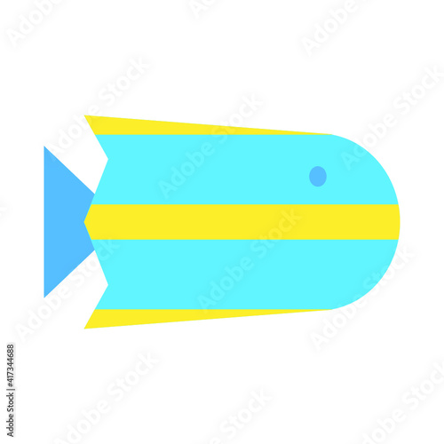 Vector illustration of summer holidays attributes on background. A fish icon.	