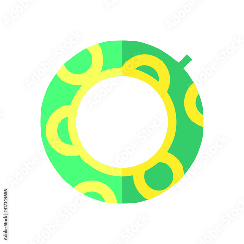 Vector illustration of summer holidays attributes on background. A lifebuoy icon.