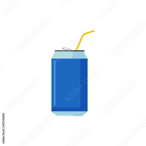 Flat design blue can drink