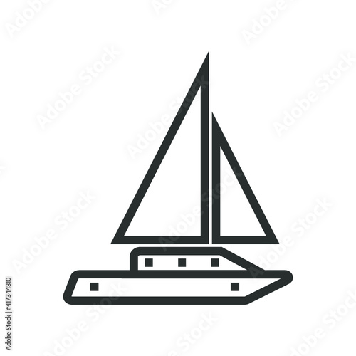 Vector illustration of summer holidays attributes on background. A sailing ship or boat.	