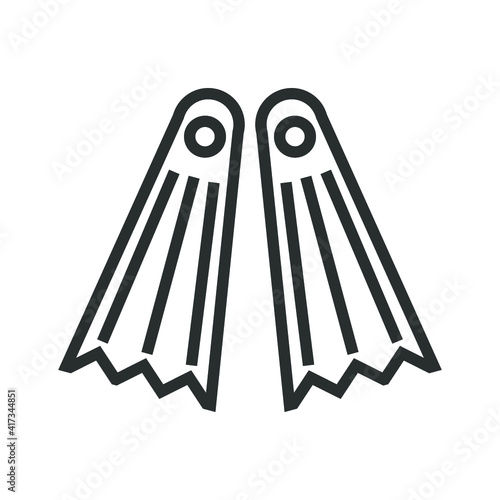 Vector illustration of summer holidays attributes on background. Flippers icon.	