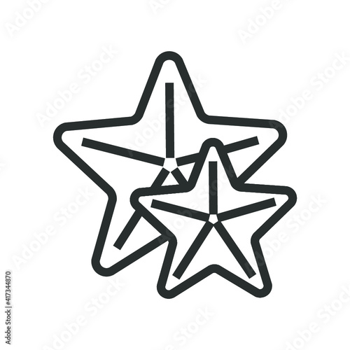 Vector illustration of summer holidays attributes on background. Starfishes icon.