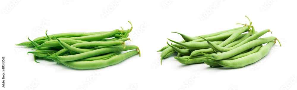 Green beans isolated on white background.